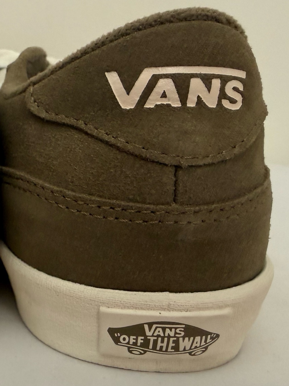 Women's Vans Olive Green Suede Low-Top Sneakers with White Sole